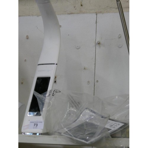 73 - Brushed steel desk lamp with flexible arm and a White cleanse light with instructions and cable