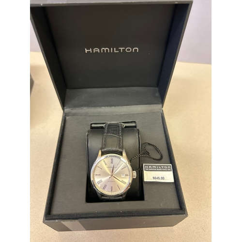 106 - A Hamilton Jazzmaster Automatic wristwatch H395159, with AT silvered dial 40mm. Genuine Hamilton bla... 