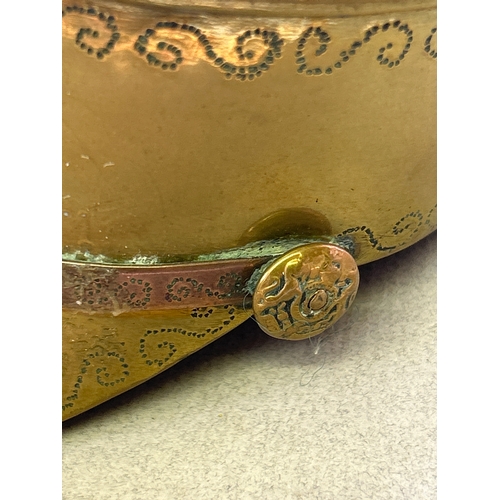 128 - A good WW1 trench art officers cap inkwell, with Canadian cap badge, punched decoration & inscriptio... 