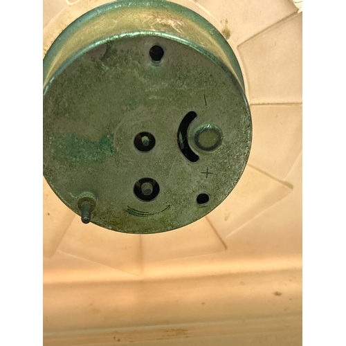 108 - An Art Deco frosted pink Bagley glass alarm clock, marked “British Glass”