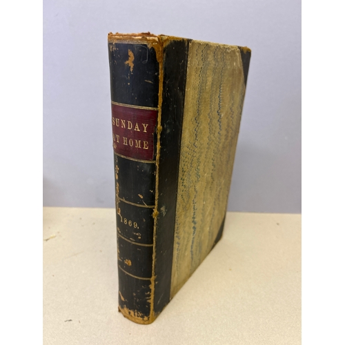 211 - Sunday At Home 1869, pub by The Religious Tract Society, Paternoster Row. Marbled boards & leather s... 