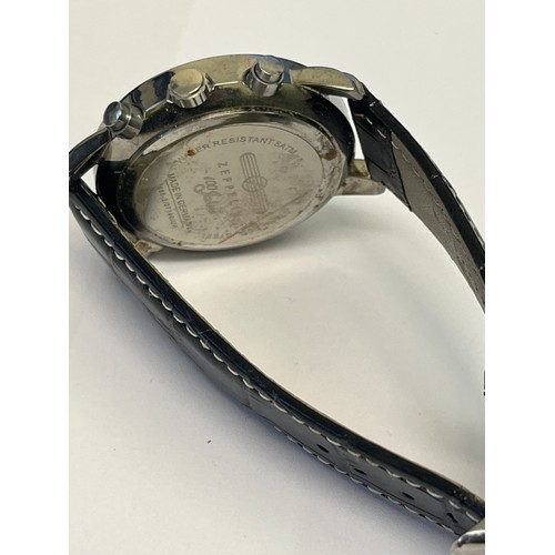 24 - Zeppelin 100 Jahre Quartz Chronograph watch (42mm) Black Dial / Black Leather Strap made in germany