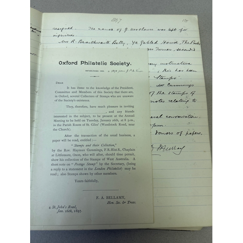 213 - Stamp Collecting, Philately. An important 19th Century Minute Book of the Jubilee Philatelic Associa... 