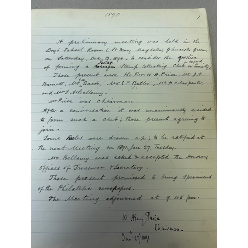 213 - Stamp Collecting, Philately. An important 19th Century Minute Book of the Jubilee Philatelic Associa... 