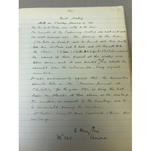 213 - Stamp Collecting, Philately. An important 19th Century Minute Book of the Jubilee Philatelic Associa... 