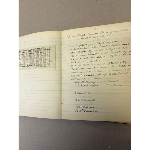 213 - Stamp Collecting, Philately. An important 19th Century Minute Book of the Jubilee Philatelic Associa... 