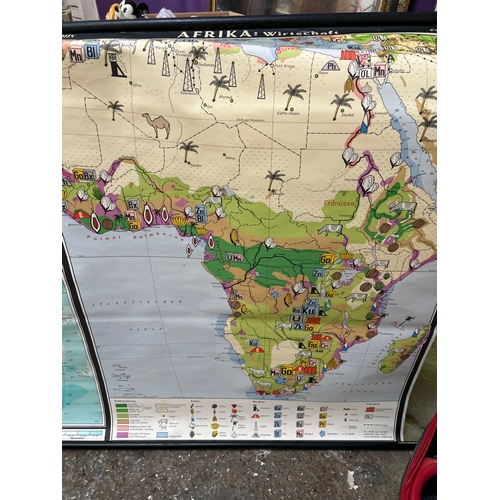 214 - A very large German educational map of the continent of Africa with a 1:7500000 scale geographical m... 
