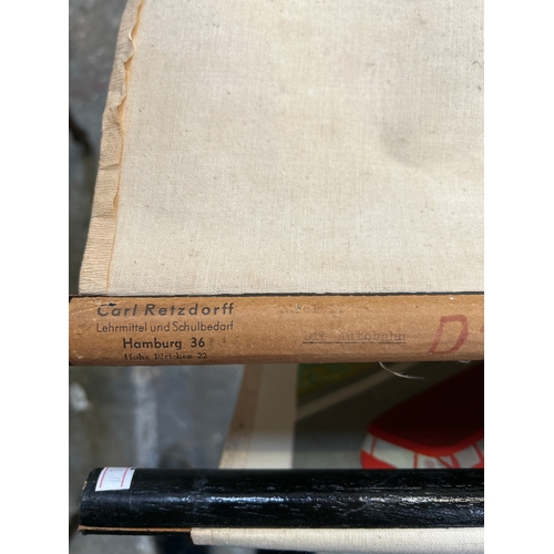 216 - A circa 1960’s educational chart “The roads then and now, the motorway in its creation and completio... 