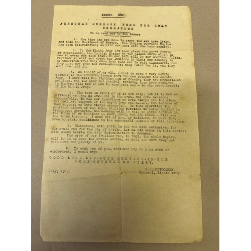 217 - A rare original carbon copy of the typed letter written by General Montgomery in July 1943 addressed... 