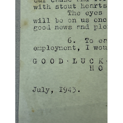 217 - A rare original carbon copy of the typed letter written by General Montgomery in July 1943 addressed... 