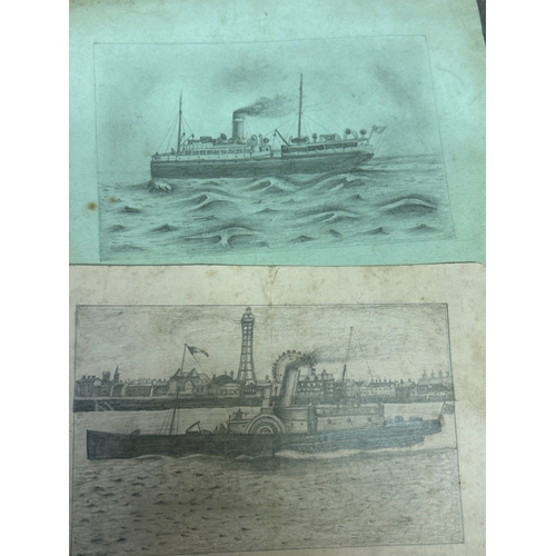 218 - An interesting & eclectic selection of mixed ephemera & naive artwork from a local family. Includes ... 