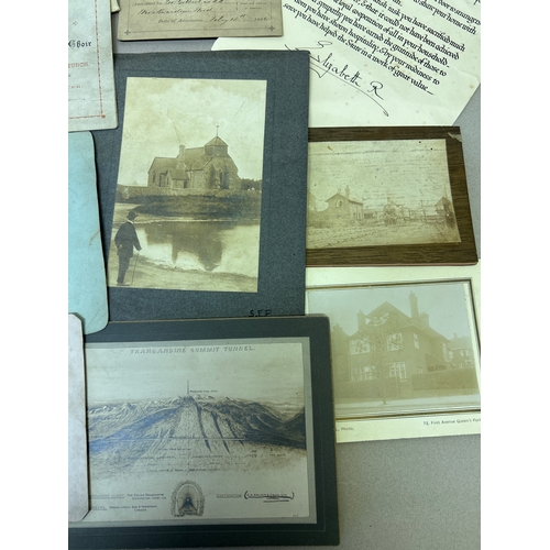 218 - An interesting & eclectic selection of mixed ephemera & naive artwork from a local family. Includes ... 