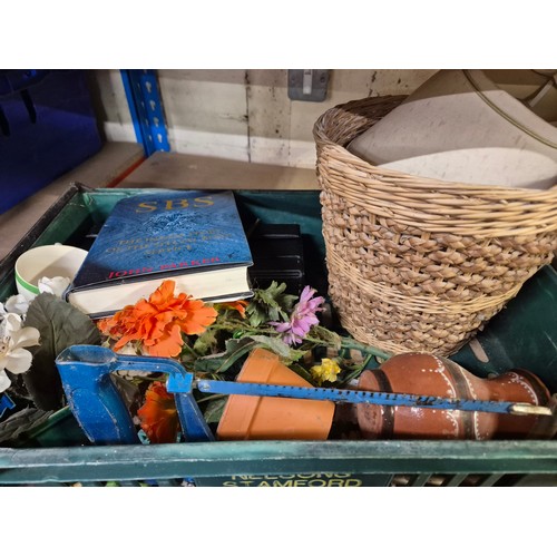 511 - 2 shelves of household and decorative items (crates not included)