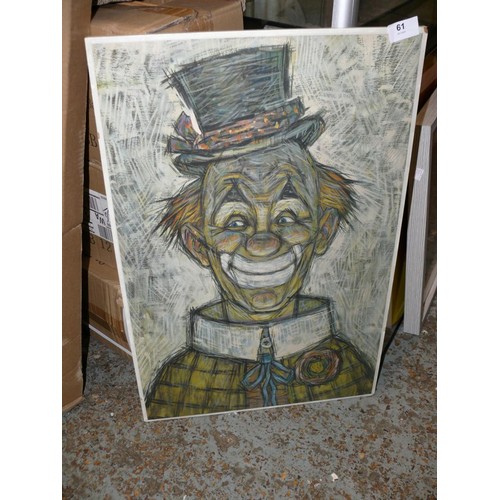 61 - Print of a clown likely inspired by French Artist Bernard Buffet