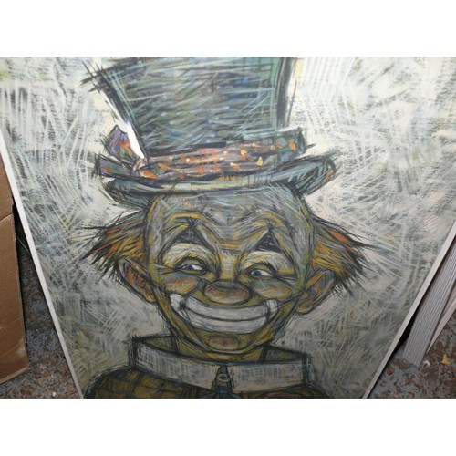 61 - Print of a clown likely inspired by French Artist Bernard Buffet