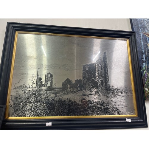 59 - 3 silver coloured prints, 2 of Cornish Mine 1872