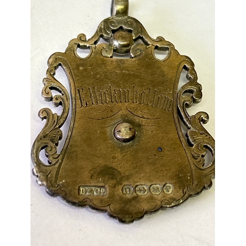 135 - Derby County football interest.  A rare and very early silver & enamel watch fob for Derbyshire Foot... 