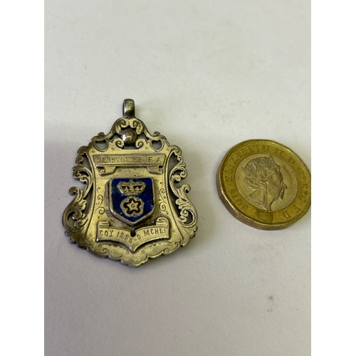 135 - Derby County football interest.  A rare and very early silver & enamel watch fob for Derbyshire Foot... 