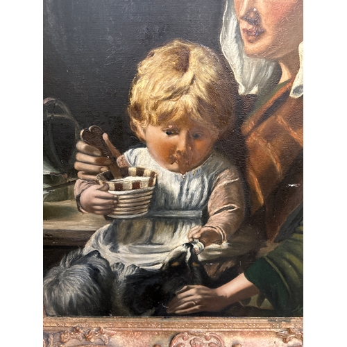227 - An early 20th Century oil painting on board entitled “Mealtime” after the original by John Philip. T... 