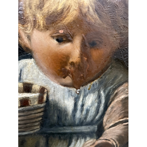 227 - An early 20th Century oil painting on board entitled “Mealtime” after the original by John Philip. T... 