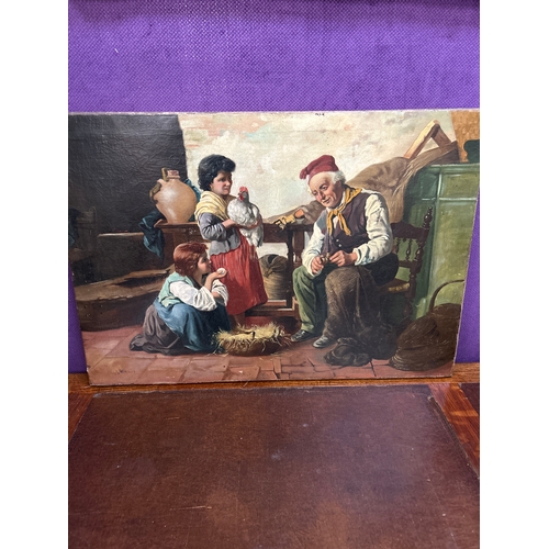 228 - A Werner, German school, 19th Century. An oil painting on canvas of an interior scene with children ... 