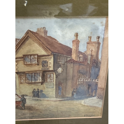 239 - A late 19th Century watercolour of the old Postern Gate Inn, Nottingham, signed by the artist J Knig... 