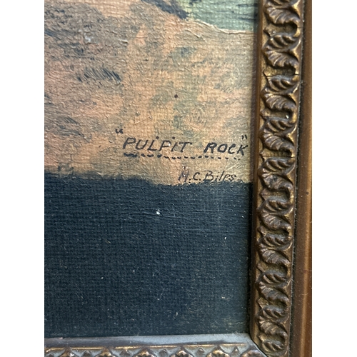 242 - Early 20th Century oil painting on canvas of Pulpit Rock (Portland Bill, Dorset) signed by the artis... 