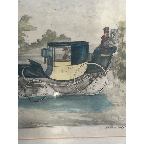 199 - A 19th Century hand coloured engraving of a coach and horses after the original painting by Henry Al... 