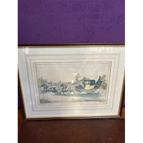 199 - A 19th Century hand coloured engraving of a coach and horses after the original painting by Henry Al... 