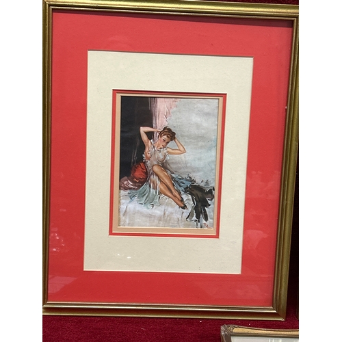 194 - Three vintage glamour prints including “Kitting Up” and “Life Line” by David Wright produced for The... 