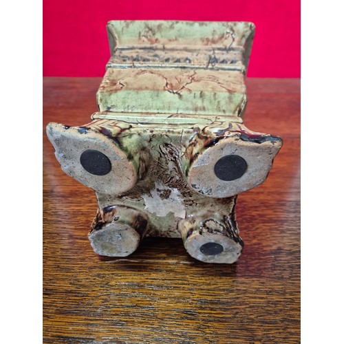 365 - A vintage ceramic garden planter or urn, with a distressed, crackle-glaze finish in a pale green col... 