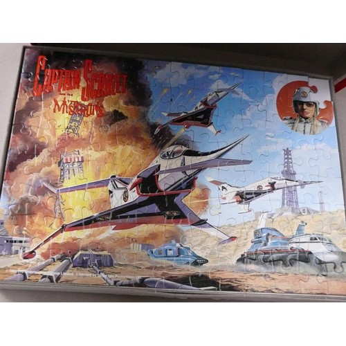 499 - Thunderbirds and Captain Scarlet vintage jigsaws in boxes. Three 100 piece jigsaws made by King, inc... 