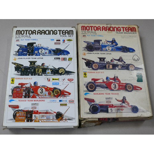 514 - Vintage Tamiya 1/12 scale Motor Racing plastic kits, unmade in the original packets and boxes includ... 