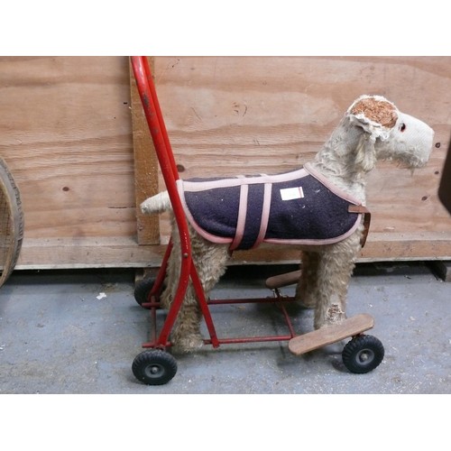530 - Tri-ang Lines Bros. push-along Mohair dog walker toy.