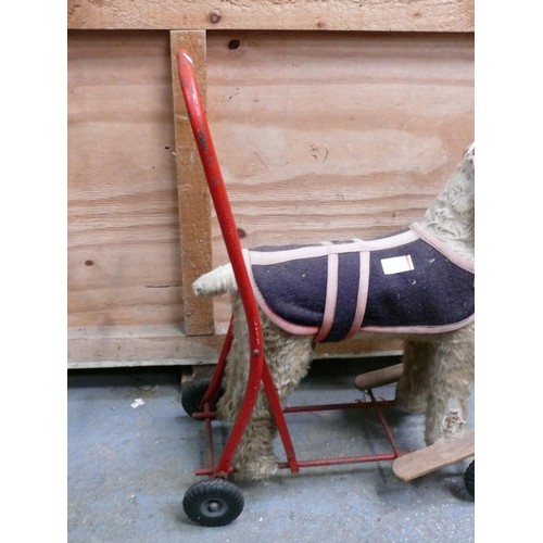 530 - Tri-ang Lines Bros. push-along Mohair dog walker toy.