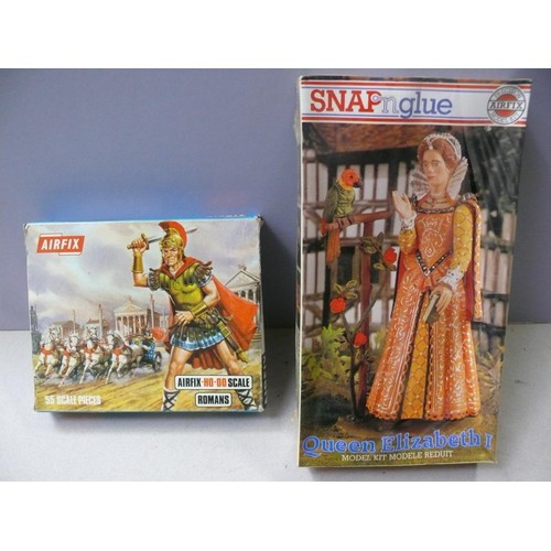 521 - Two vintage Airfix scale model kits of historical figures in boxes, including:
* Snap 'n Glue Precis... 