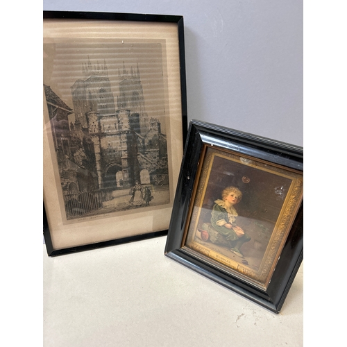 221 - An Edwardian miniature print of Sir John Millais’ “Bubbles” in original ebonised frame.  26cm x 22cm... 