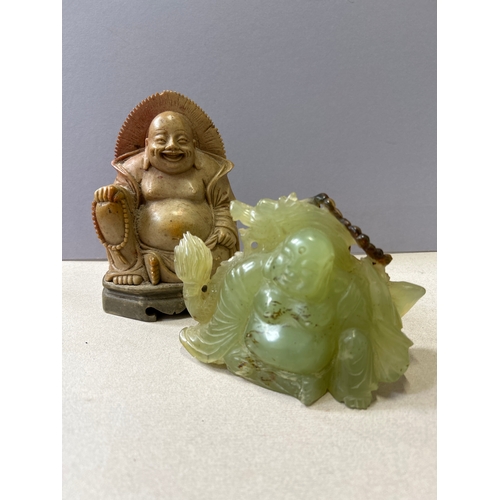248 - An Antique Chinese Jade Buddha (Budai - The laughing Buddha) the pyrite inclusions natural to the st... 