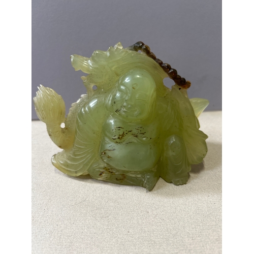 248 - An Antique Chinese Jade Buddha (Budai - The laughing Buddha) the pyrite inclusions natural to the st... 