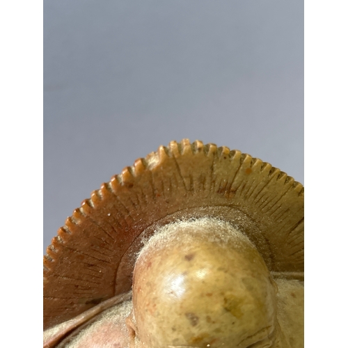 248 - An Antique Chinese Jade Buddha (Budai - The laughing Buddha) the pyrite inclusions natural to the st... 