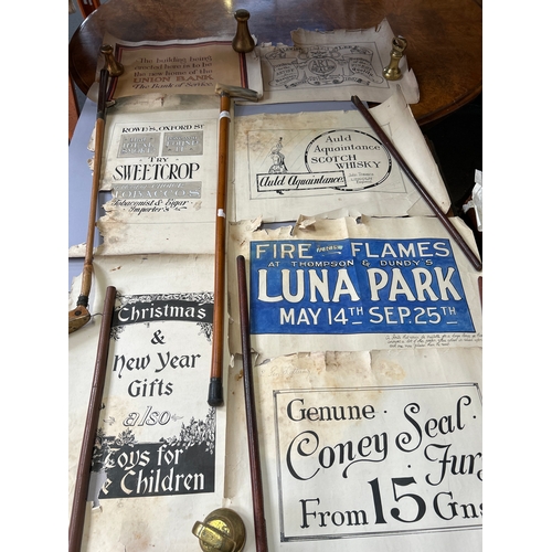 243 - A selection of original sign writing art work from the 1920’s for shop advertising - the work of an ... 