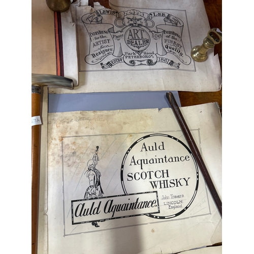 243 - A selection of original sign writing art work from the 1920’s for shop advertising - the work of an ... 