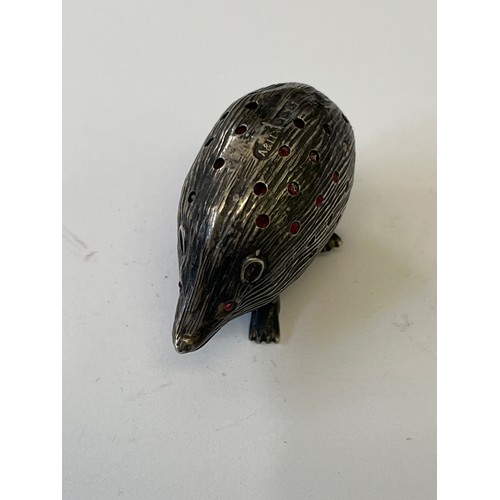 27B - An early solid silver pin cushion hedgehog  Birmingham 1905 by Adie & Lovekin Ltd