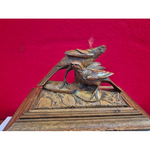 388B - 19thC Black Forest carved walnut jewellery casket. Known as 'Brienzerware' and characterised by real... 