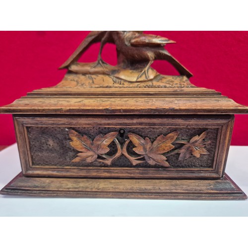 388B - 19thC Black Forest carved walnut jewellery casket. Known as 'Brienzerware' and characterised by real... 