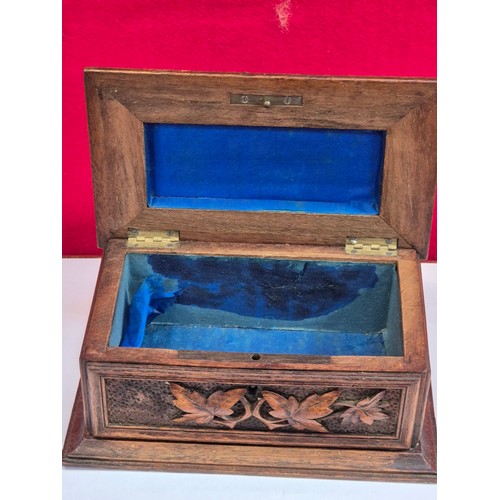 388B - 19thC Black Forest carved walnut jewellery casket. Known as 'Brienzerware' and characterised by real... 
