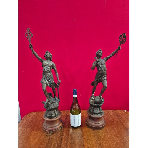 396 - Pair of antique French bronze effect spelter 