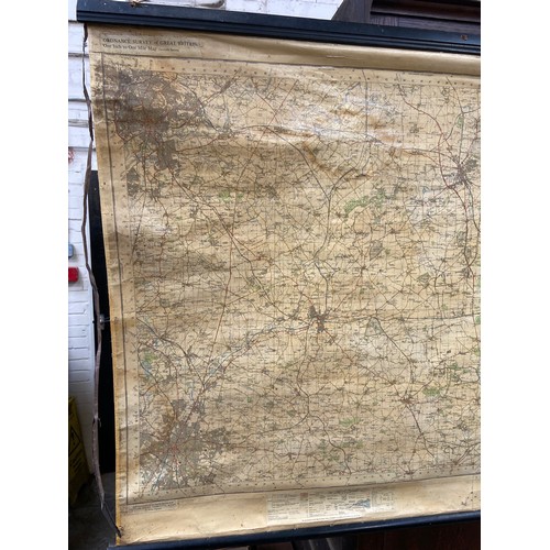 216A - Large vintage Ordnance Survey map of Lincolnshire and parts of Kesteven (Little Holland), mounted on... 