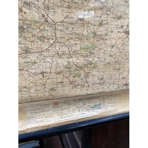 216A - Large vintage Ordnance Survey map of Lincolnshire and parts of Kesteven (Little Holland), mounted on... 
