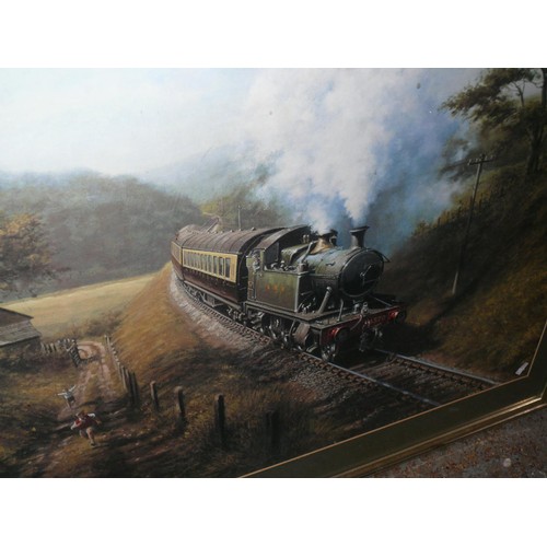 216 - Vintage framed print 'Chasing the Train' by Don Breckon plus another by Don Breckon